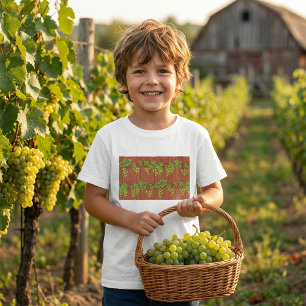 Green Grape Vine Pattern on Rustic Wood T-Shirt