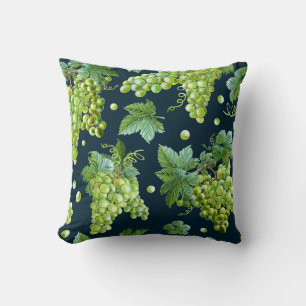 Green Grape: Watercolor Dark Pattern Cushion