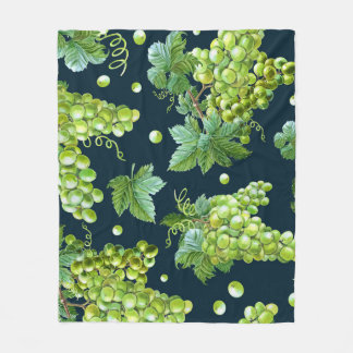 Green Grape: Watercolor Dark Pattern Fleece Blanket