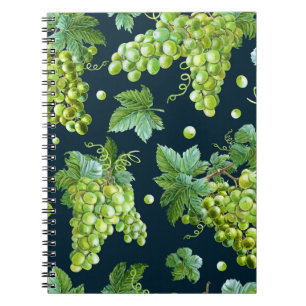 Green Grape: Watercolor Dark Pattern Notebook