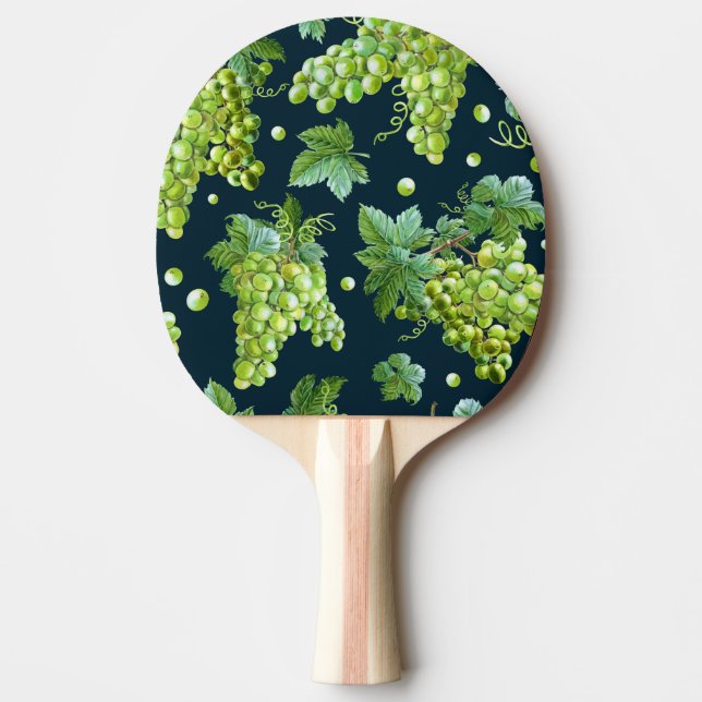 Green Grape: Watercolor Dark Pattern Ping Pong Paddle (Front)