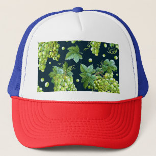 Green Grape: Watercolor Dark Pattern Trucker Hat