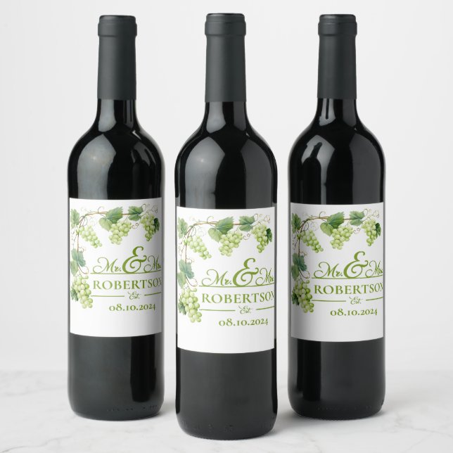 Green Grape Wine Label (Bottles)