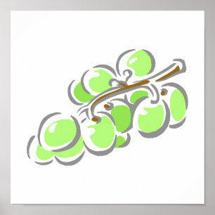 Green Grapes Bunch Poster