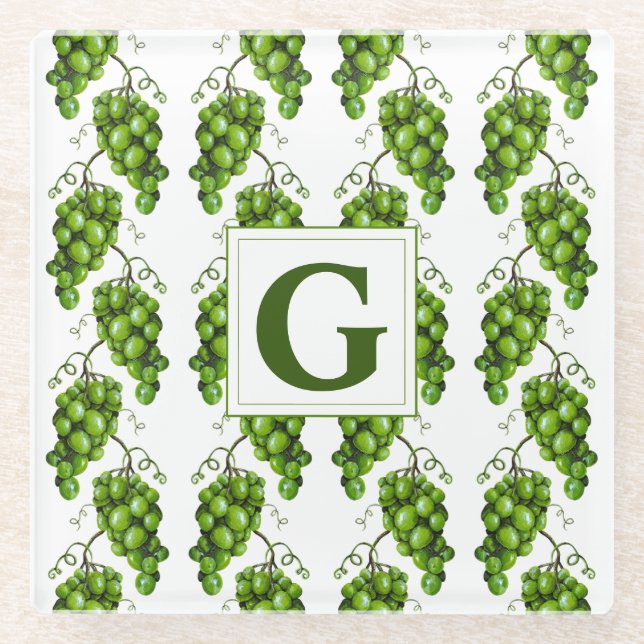 Green Grapes Glass Coaster (Front)