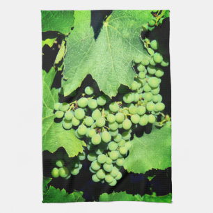 Green grapes on the vine tea towel