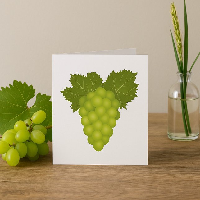 Green Grapes Vine Leaves Fresh Fruit Card (Creator Uploaded)