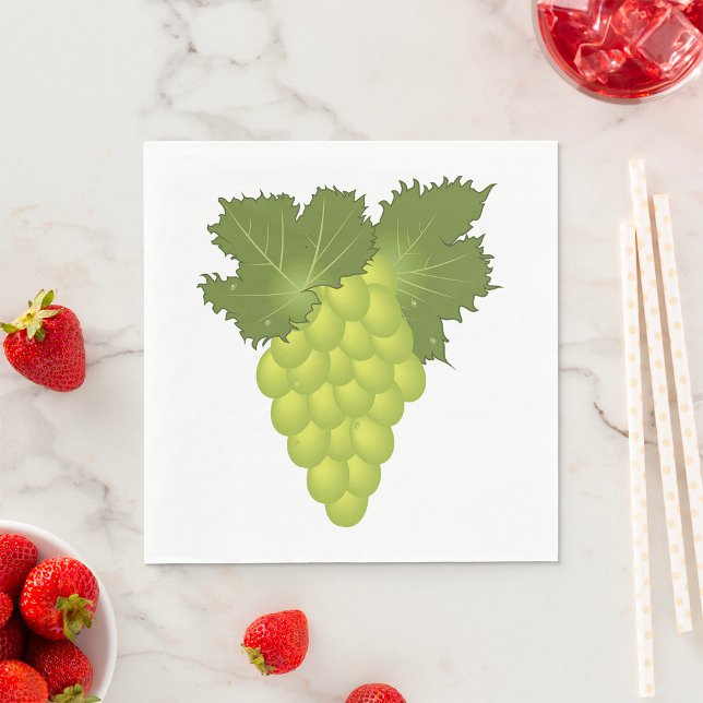 Green Grapes Vine Leaves Fresh Fruit Napkin (Creator Uploaded)