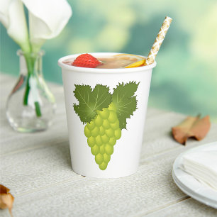 Green Grapes Vine Leaves Fresh Fruit Paper Cups