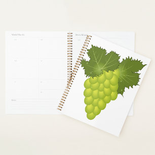 Green Grapes Vine Leaves Fresh Fruit Planner
