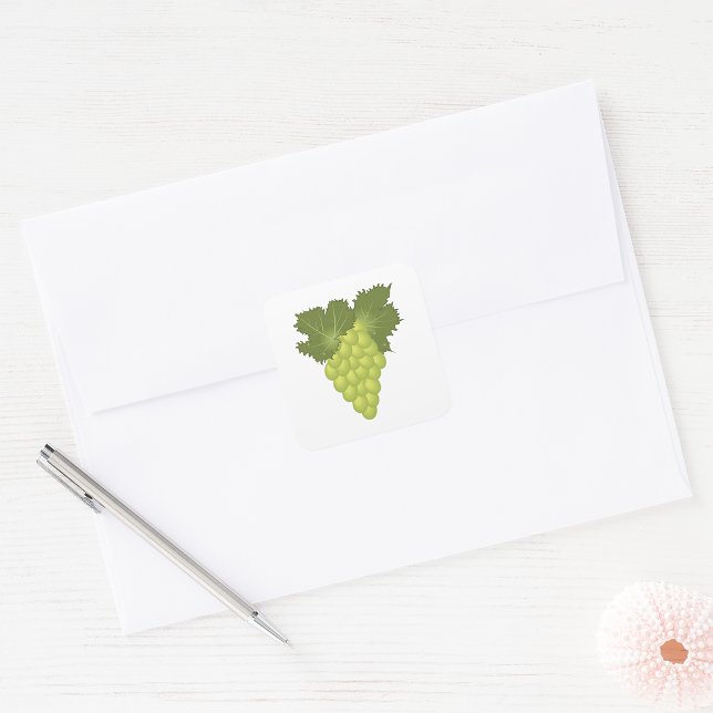 Green Grapes Vine Leaves Fresh Fruit Square Sticker (Creator Uploaded)