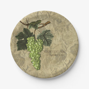 Green Grapes Vineyard Wedding Bridal Party Paper Plate