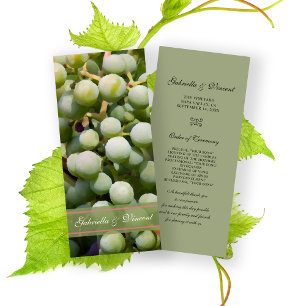Green Grapes Vineyard Wedding Program Programme