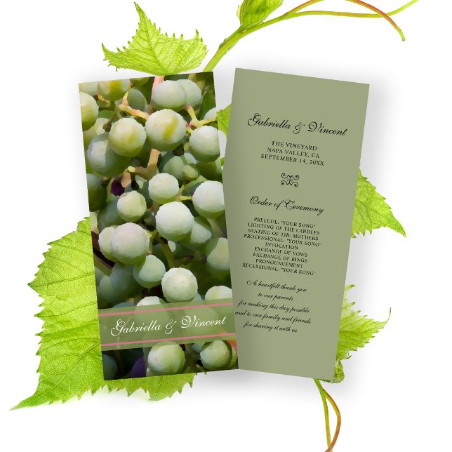 Green Grapes Vineyard Wedding Program Programme (Creator Uploaded)