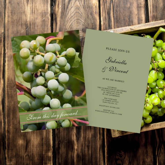 Green Grapes Vineyard Winery Wedding Invitation (Creator Uploaded)