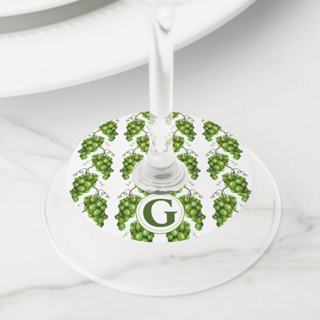 Green Grapes Wine Glass Tag (Close Up)