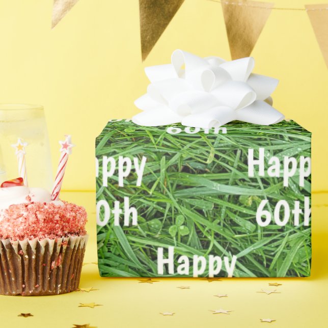 Green Grass 60th Birthday Wrapping Paper (Birthday Party)