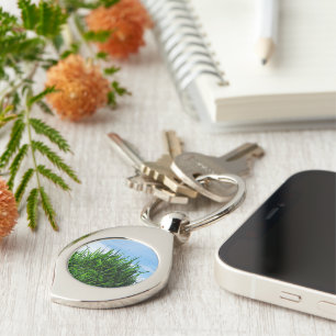 Green grass against the background of the endless key ring