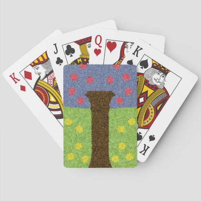 Green grass and blue tree playing cards (Back)