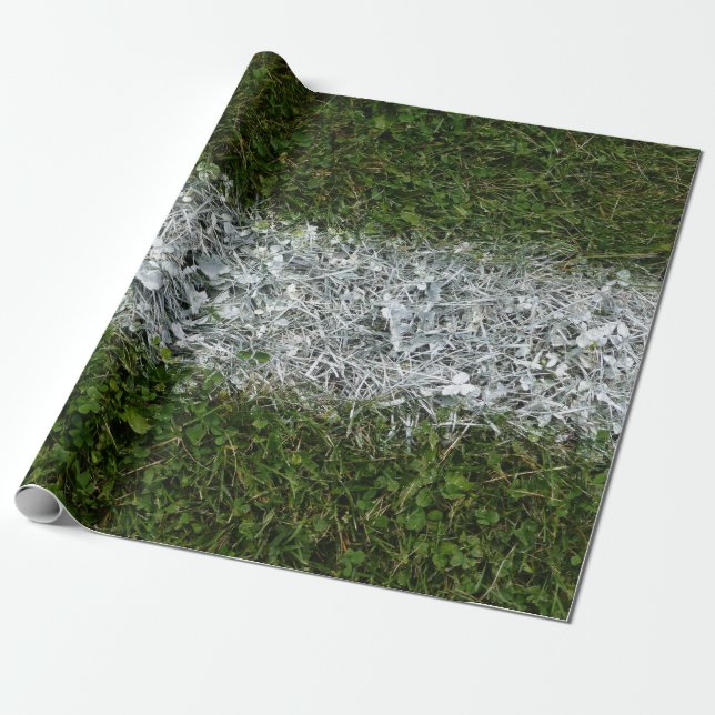 Green Grass and White Paint Sports Field Wrapping Paper (Unrolled)