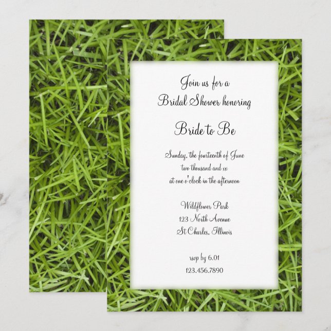 Green Grass Backyard Bridal Shower Invitation (Front/Back)
