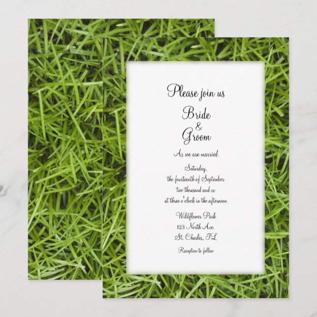 Green Grass Backyard Summer Wedding Invitation (Front/Back)
