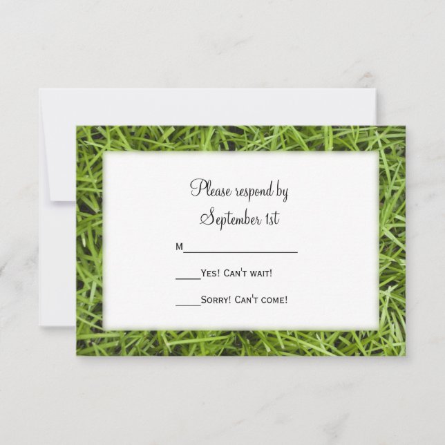Green Grass Backyard Wedding RSVP Card (Front)