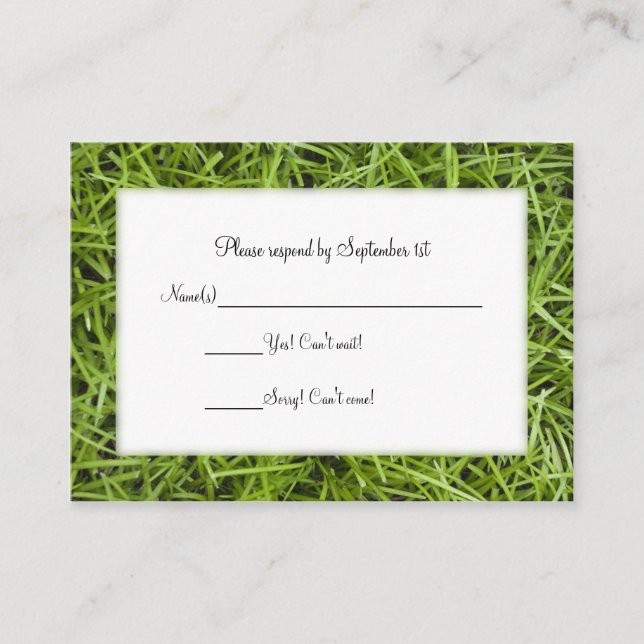 Green Grass Backyard Wedding RSVP Enclosure Card (Front)