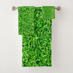 Green grass bath towel set