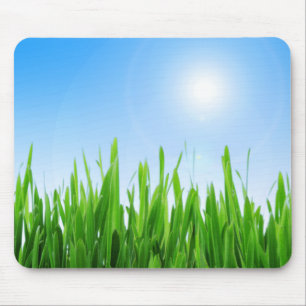 Green Grass Blue Sky Banner Mouse Mat