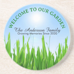 Green Grass Blue Sky Custom Text Template-10826 Coaster