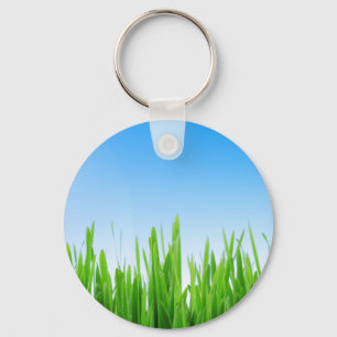 Green Grass Blue Sky Custom Text Template-10826 Key Ring