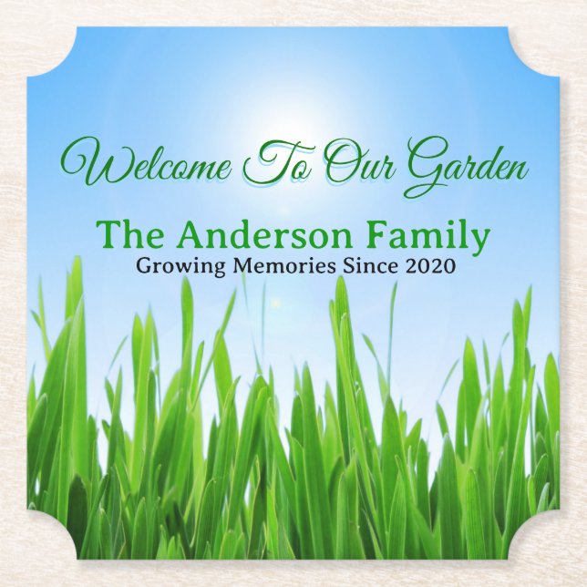 Green Grass Blue Sky Custom Text Template-10826 Paper Coaster (Front)