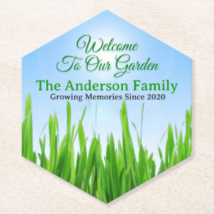 Green Grass Blue Sky Custom Text Template-10826 Paper Coaster