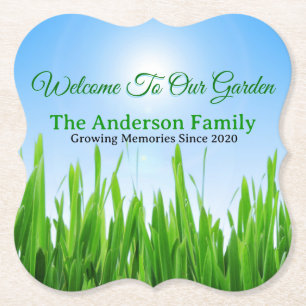 Green Grass Blue Sky Custom Text Template-10826 Paper Coaster