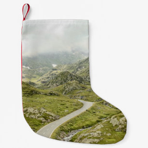 GREEN GRASS FIELD AND MOUNTAIN SMALL CHRISTMAS STOCKING
