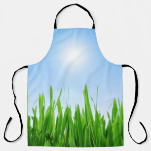 Green Grass Garden with Blue Sky Design Apron