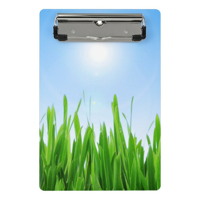 Green Grass Garden with Blue Sky Design Mini Clipboard (Front)