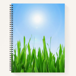 Green Grass Garden with Blue Sky Design Notebook
