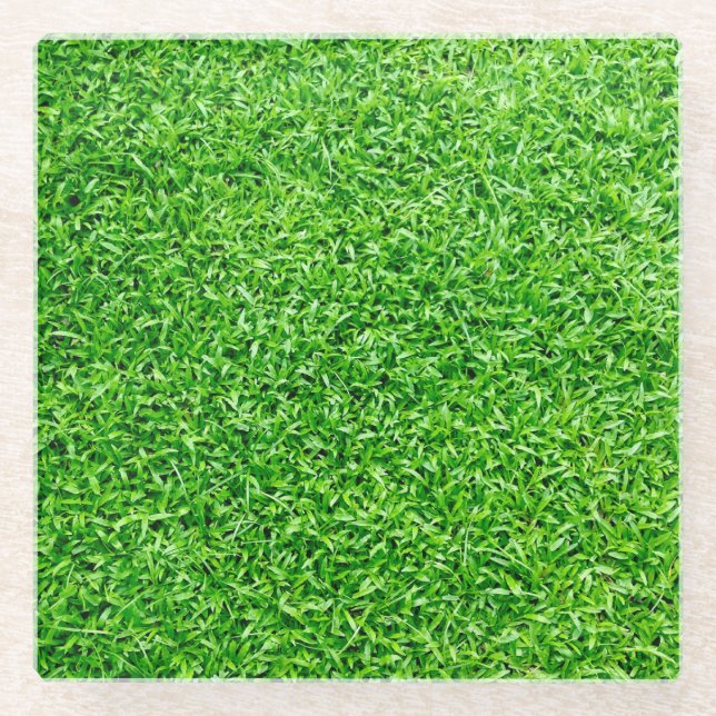 Green grass glass coaster (Front)