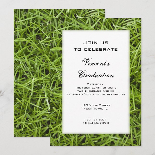 Green Grass Graduation Party Invitation (Front/Back)