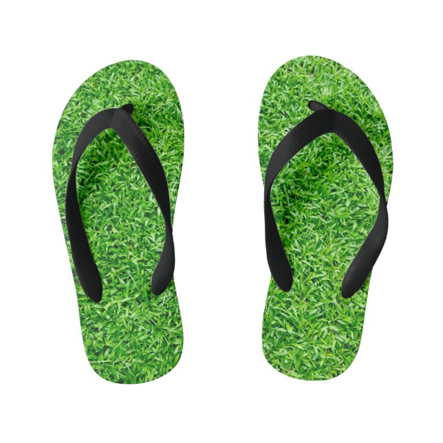 Green grass kid's flip flops (Footbed)