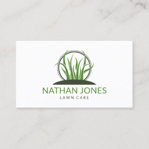 Green Grass Landscaping Lawn Care Icon Contractor Business Card