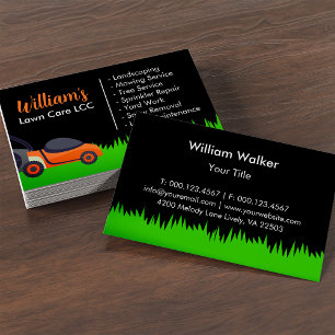 Green Grass Lawn Care & Landscaping Mower Business Card