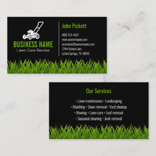 Green Grass Lawn Care Mowing Landscaping Business Card