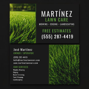 Green Grass Lawn Service Landscaping Mowing Business Card