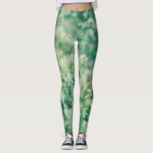 Green Grass Leaves Flowers Plants Nature Leggings