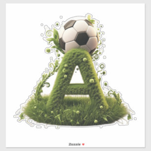 Green Grass Letter A Topiary With Soccer Ball