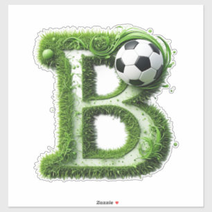 Green Grass Letter B Topiary With Soccer Ball