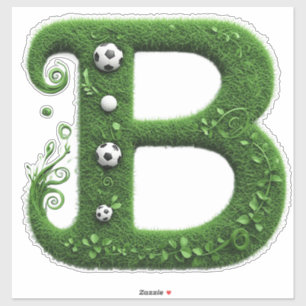Green Grass Letter B Topiary With Soccer Ball